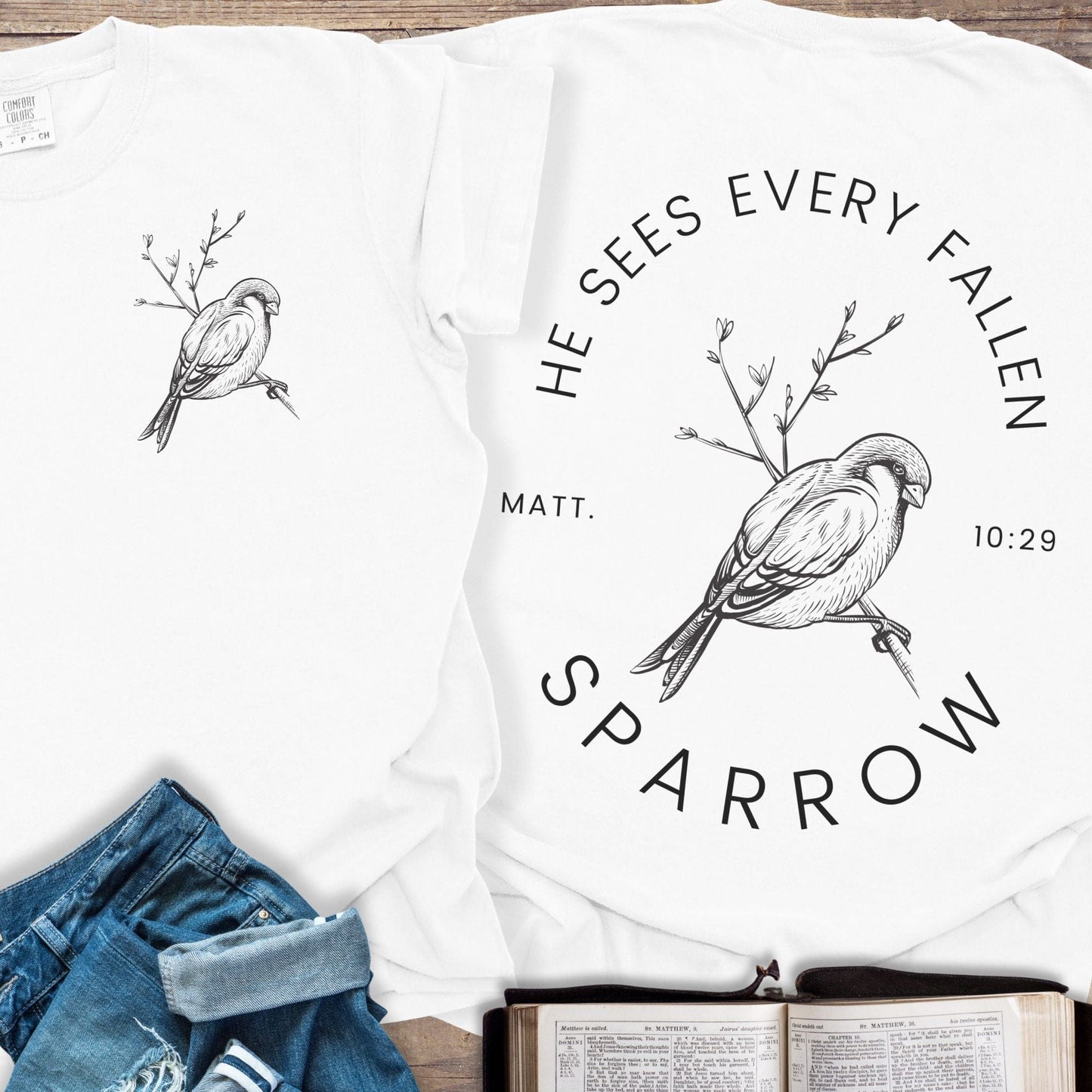 He Sees the Sparrow - Tee