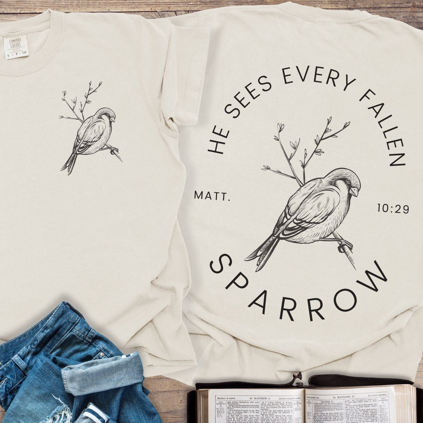 He Sees the Sparrow - Tee