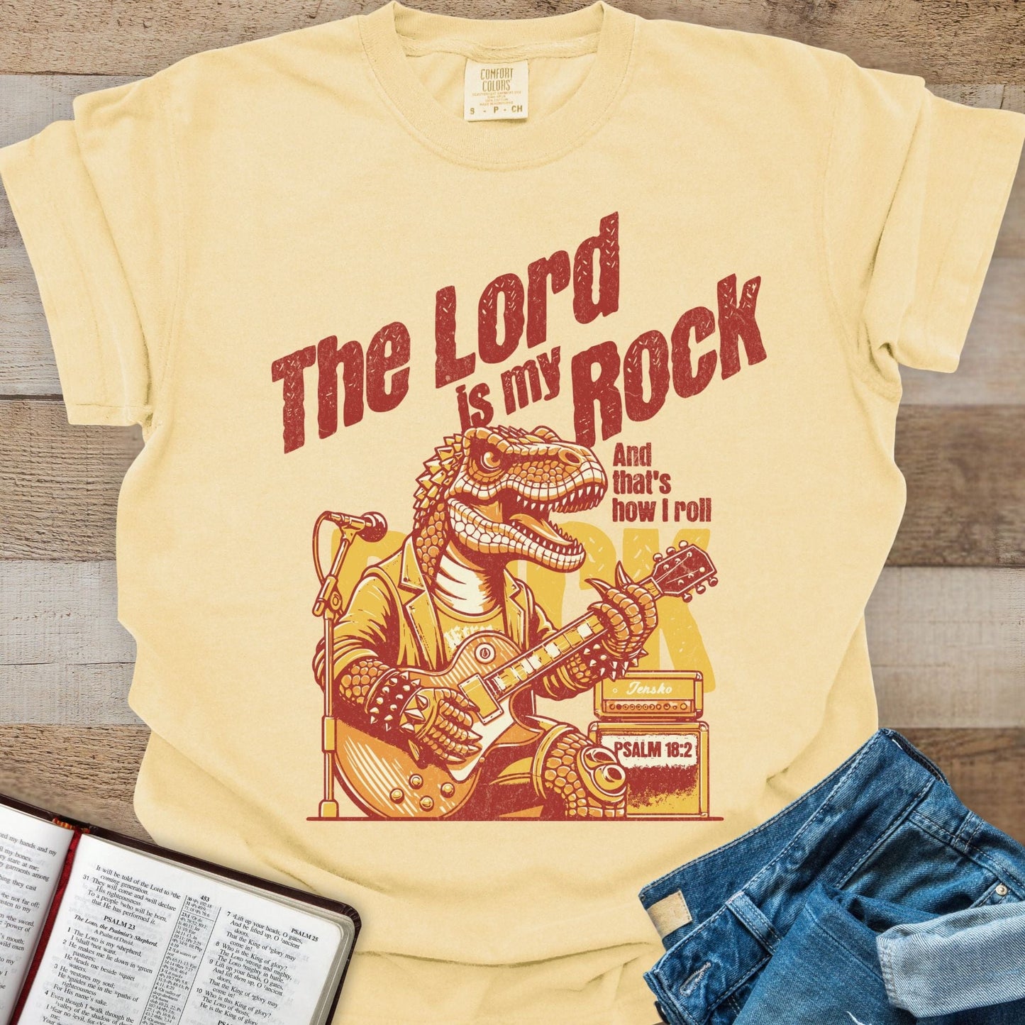 The Lord is My Rock Dino - Tee