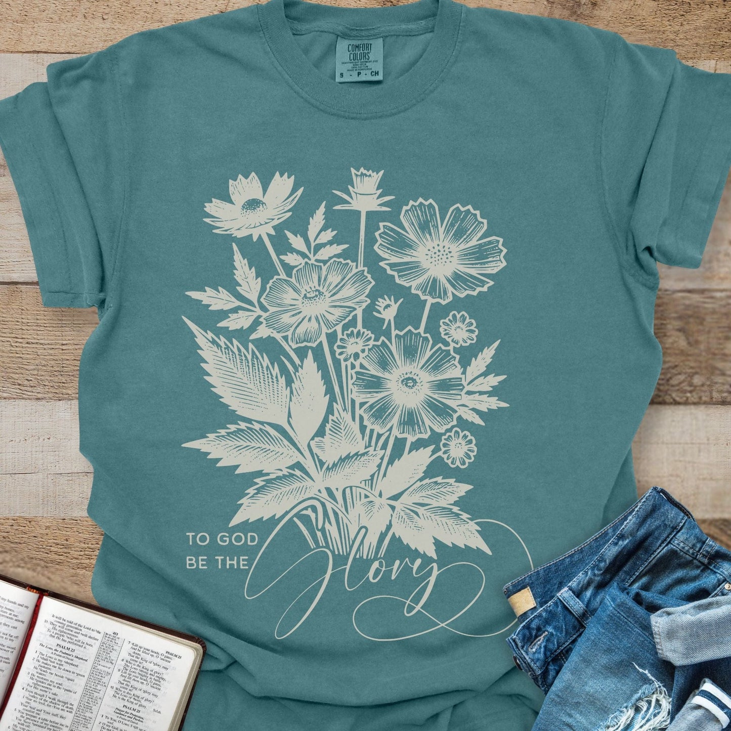 To God Be the Glory Flower - Tee